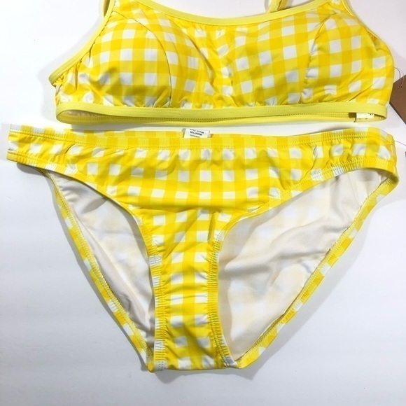 Cremiux Yellow Check 2 Piece Swimsuit L - Picture 4 of 12